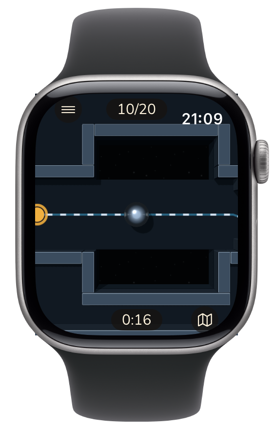 Level 19 in the Graphite look: the steel ball on a narrow plank with no walls over a drop