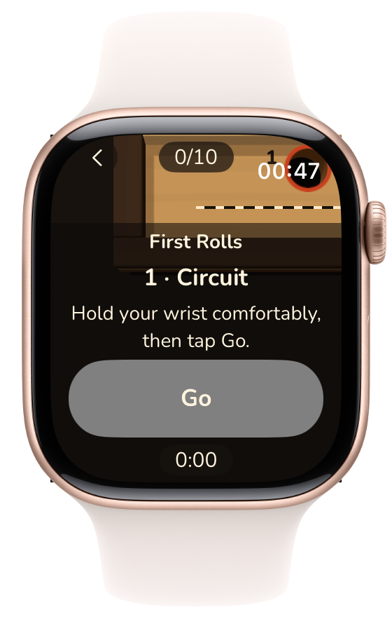 The Ready screen for level 1, Circuit, in First Rolls, with the Go button before the run begins